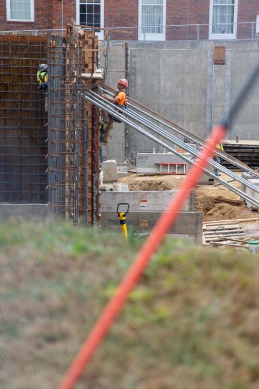 a construction workers working on a building