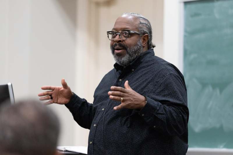 a man in a black shirt