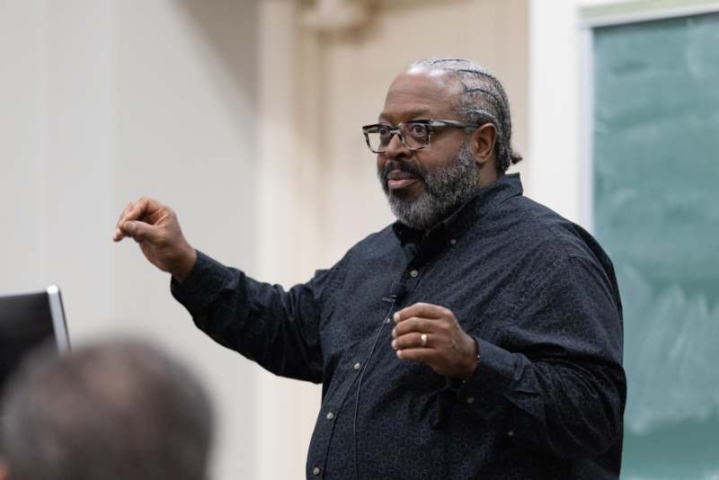 a man in a black shirt