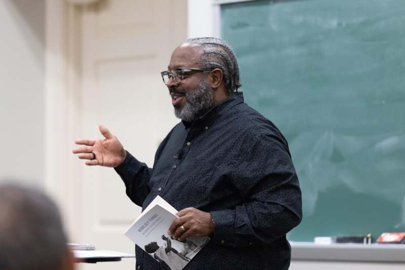 a man in a black shirt