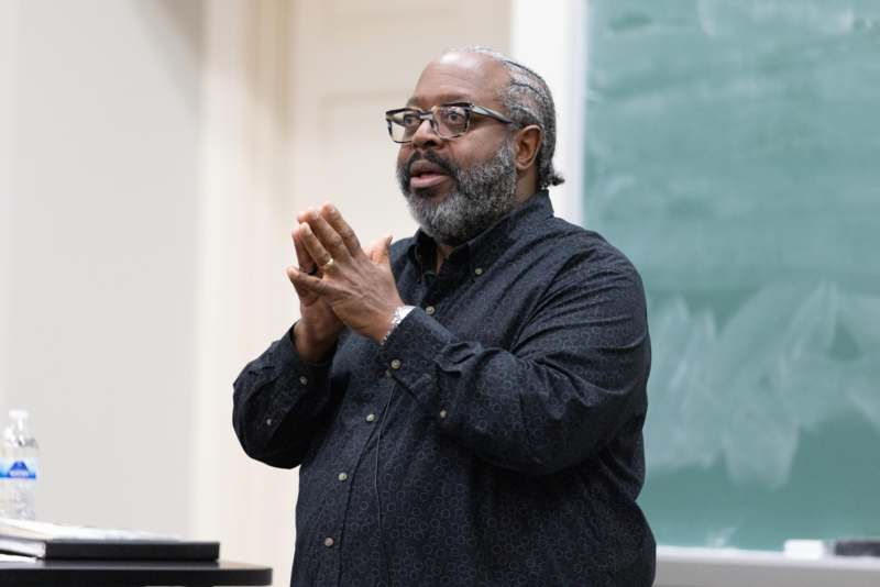 a man in a black shirt